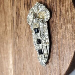 Antique art deco sterling silver money clip missing a crystal note condition